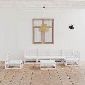 vidaXL 7 pcs conjunto lounge de jardim pinho maciço branco