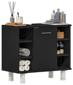 Armário de Banheiro vidaXL Preto Carvalho 60x32x54 cm Madeira Engenhar