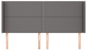Cabeceira cama c/ abas couro artif. 163x16x118/128 cm cinzento