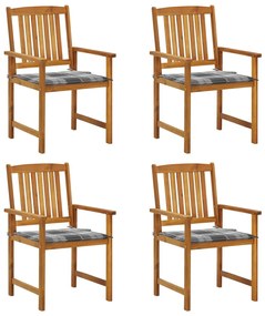 vidaXL Cadeiras de jardim c/ almofadões 4 pcs madeira de acácia maciça