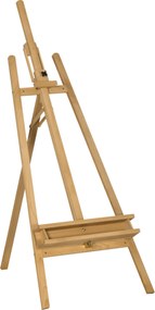 Cavalete de pintura dobrável em faia com altura e ângulo ajustáveis, 65x110x180-235 cm, madeira natural