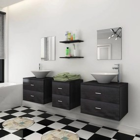 Conjunto de Móveis Lanni para Casa de Banho - Preto - 9 Peças - Design