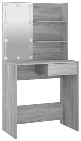 Toucador com LEDs 74,5x40x141 cm sonoma cinza