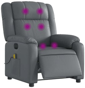 Poltrona massagens reclinável elétrica couro artif. cinzento