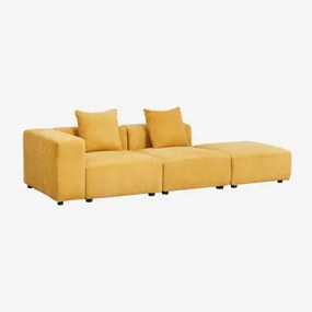 Sofá Modular De Canto Esquerdo De 2 Peças Com Braço Alto E Puff ↔︎285 Cm Bruna Chenille Mostarda - Sklum