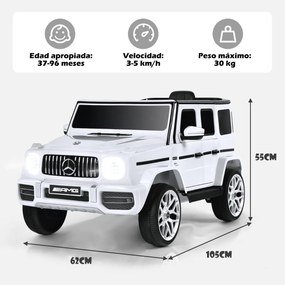 Carro elétrico infantil 12V com 2 portas, música, comando à distância, buzina, luzes LED e cinto de segurança para crianças de 3 a 8 anos, branco
