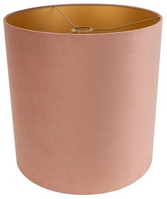 Abajur de Veludo Rosa 40/40/40 com Interior Dourado