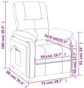 Poltrona de massagens tecido cinzento-claro