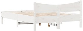 Cama sem colchão 140x190 cm madeira de pinho maciça branco