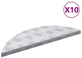 vidaXL Degrau Crescente 10 pcs Prateado 60 x 18 cm Alumínio
