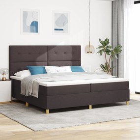vidaXL Cama Box Spring com Colchão Marrom Escuro 200x200 cm Tecido
