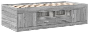 Sofá-cama com gavetas sem colchão 100x200 cm cinzento sonoma
