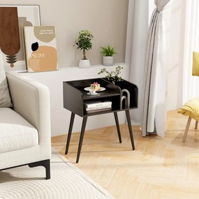 Conjunto de 2 mesas de cabeceira, Mesa de apoio modernas de meados do século de 2 níveis 50 x 32 x 58 cm Preto