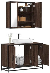 vidaXL 2 pcs conj. móveis WC derivados madeira cor carvalho castanho