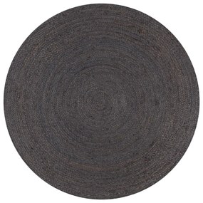 133667 vidaXL Tapete artesanal em juta redondo 150 cm cinzento escuro