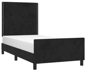 Estrutura de cama c/ cabeceira 80x200 cm veludo preto