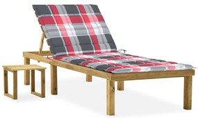 Espreguiçadeira de jardim com mesa e almofadão pinho impregnado