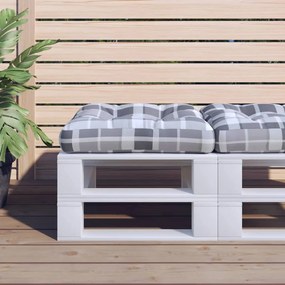 vidaXL Almofadão para paletes 58x58x10 cm tecido xadrez cinzento