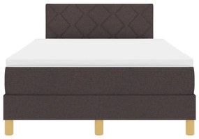 Cama Box Spring com Colchão &amp; LED Marrom Escuro 120x200 cm Tecido