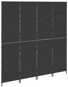Divisória de Ambiente vidaXL 4 Painéis Dobrável Preto 195x180 cm Polí