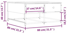 Mesa de centro 80x80x40 cm derivados de madeira cinzento sonoma