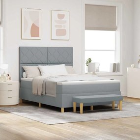 vidaXL Cama Box Spring com Colchão & Banco Cinza Claro 140x190 cm Tecido