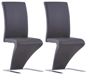 vidaXL Cadeiras de jantar ziguezague 2 pcs couro artificial cinzento