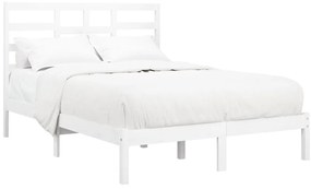 Estrutura de cama 140x200 cm madeira maciça branco