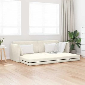 vidaXL Sofá Cama de Chão 2 em 1 Creme 213x144x60 cm Veludo