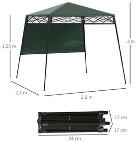 Outsunny Tenda Dobrável 220x220x200 cm Tenda Dobrável com 1 Parede Lat