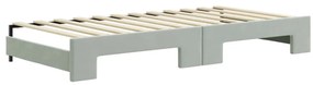 Sofá-cama c/ gavetão e colchões 90x200 cm veludo cinzento-claro
