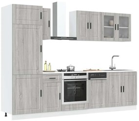 8 peças armário de cozinha conjunto Kalmar cinza sonoma