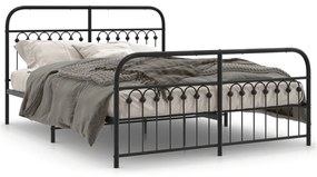 Estrutura de cama com cabeceira e pés 160x200 cm metal preto