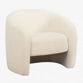 Poltrona Estofada Gombren Tecido Pele De Borrego Branco - Sklum