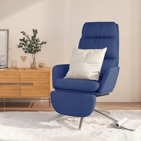 3097528 vidaXL Cadeira de descanso com apoio de pés tecido azul