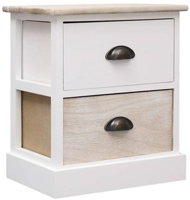 Mesas de cabeceira 38x28x45 cm 2 pcs paulownia branco e natural