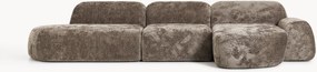 Sofá de canto modular em teddy-bouclé com chaise longue Wolke (4 lugares)