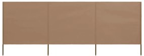 Para-vento com 3 painéis em tecido 400x80 cm cinza-acastanhado