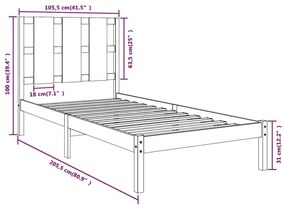 Estrutura de cama 100x200 cm pinho maciço branco