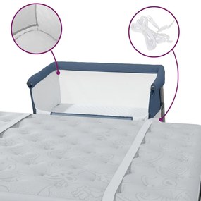 Cama de bebé com colchão tecido de linho azul marinho