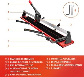 Máquina de corte de precisão para azulejos com 4 suportes ajustáveis Base espessa e estável 143 x 23 x 23 x 23 cm