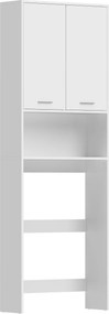 HOMCOM Armário sobre máquina de lavar, armário alto para banheiro com 2 portas e compartimento aberto, 66 x 24 x 191 cm, Branco | Aosom Portugal