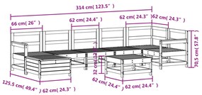 8 pcs conjunto sofás de jardim pinho maciço