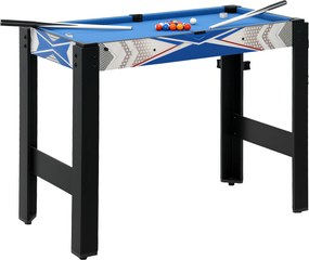 Mesa de jogos multifunções 5 em 1: bilhar, pingue-pongue, jogo de discos, mini-basquetebol, tiro com arco, azul