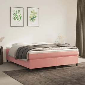 3121137 vidaXL Estrutura de cama com molas 180x200 cm veludo rosa