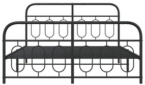 Estrutura de cama com cabeceira e pés 140x200 cm metal preto