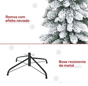 HOMCOM Árvore de Natal Artificial 210cm com Neve Ignífugo com 490 Ramo