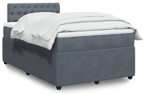 Cama boxspring com colchão 120x200 cm veludo cinzento-escuro