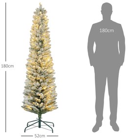 Árvore de Natal 180 cm Árvore de Natal Artificial Nevada com 150 Luzes LED 329 Ramos e Suporte de Metal Verde e Branco