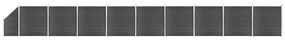 vidaXL Conjunto de painel de vedação WPC 1657x(105-186) cm preto